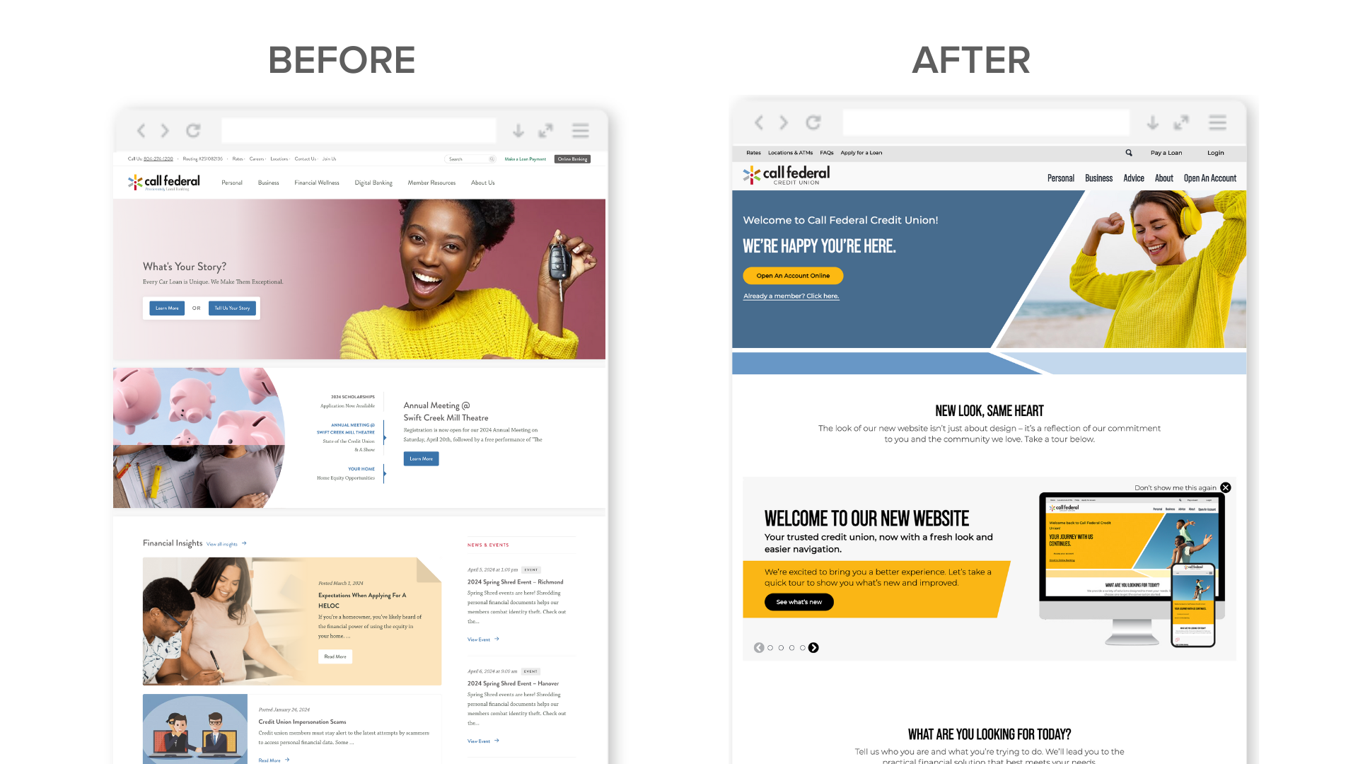 Call Federal Website Redesign - Before & After