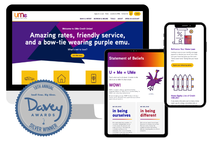 UMe Credit Union website wins a 2022 Davey Award