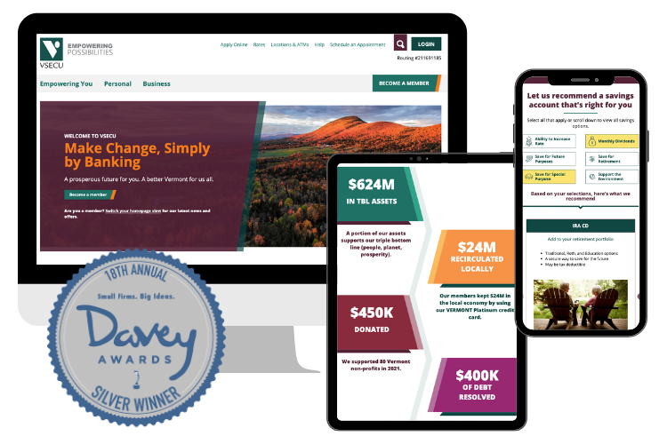 VSECU website wins a 2022 Davey Award